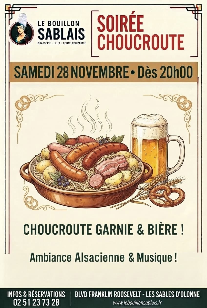 Affiche Soirée Choucroute, samedi 28 novembre 2026 dès 20h00