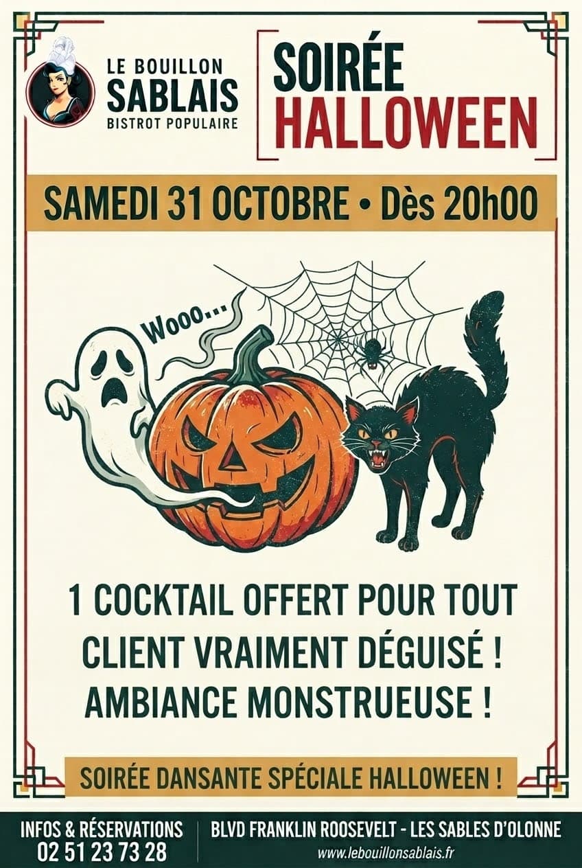 Affiche Soirée Halloween, samedi 31 octobre 2026 dès 20h00